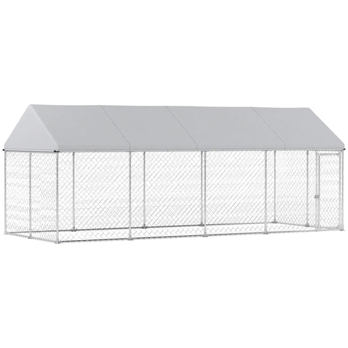 Heavy Duty Outdoor Dog Kennel, Waterproof Roof, 19.7' x 7.5' x 7.9'