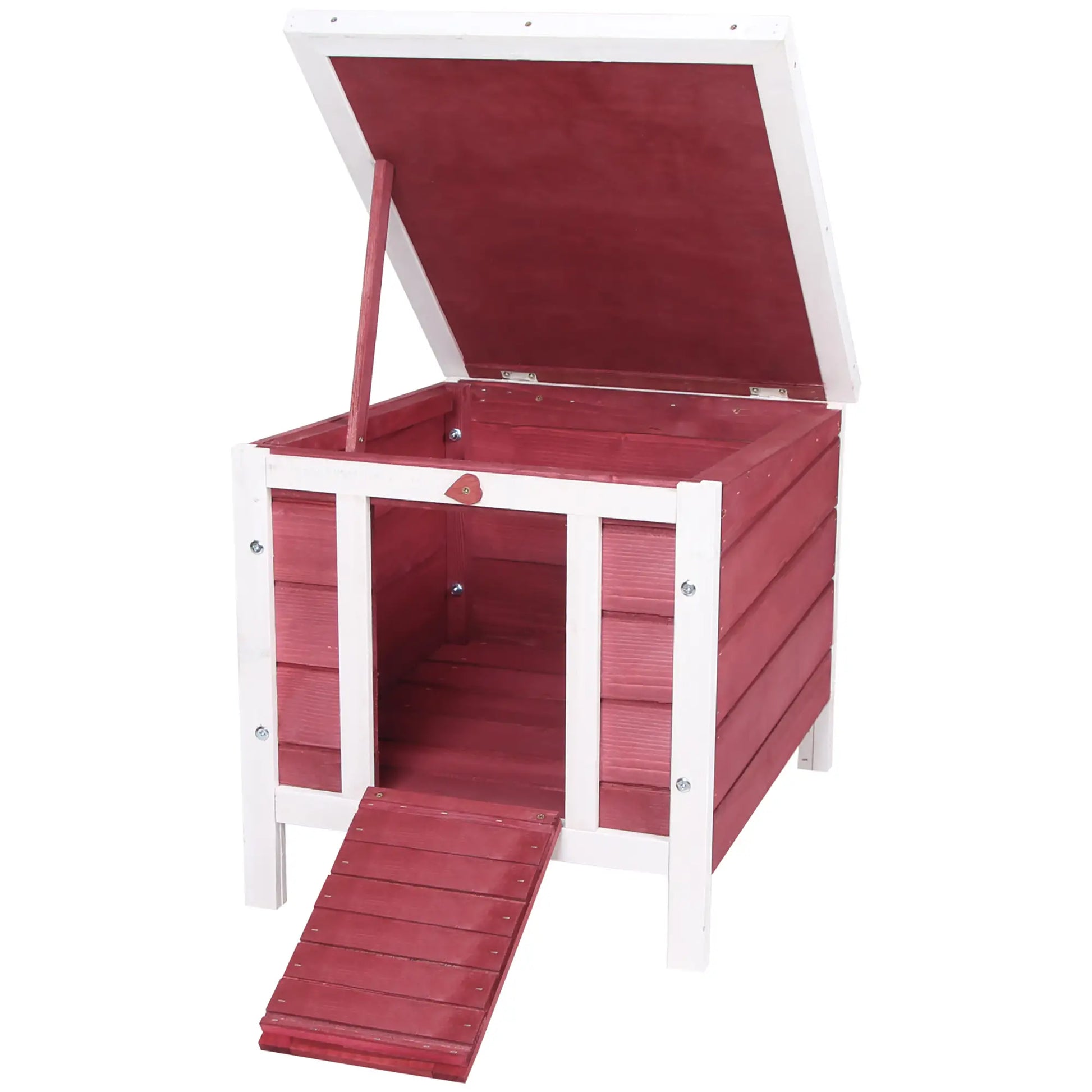 Wooden Rabbit Hutch, Bunny Cage, Outdoor Cat House, 20"x16.5"x17", Red Rabbit Hutch Red at Gallery Canada