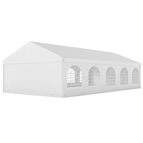 16'x32' Heavy Duty Party Tent, Portable Garage Canopy, White