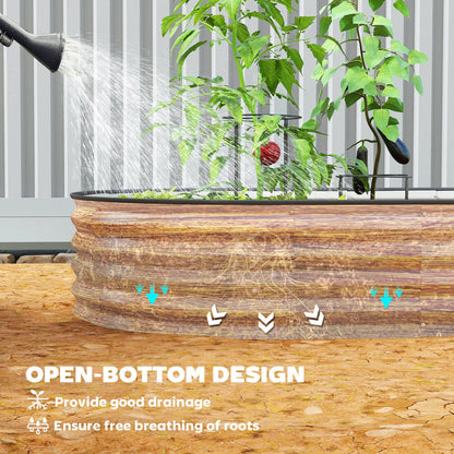 5' x 3' x 1' Galvanized Raised Garden Bed, Brown Wood Effect, Brown