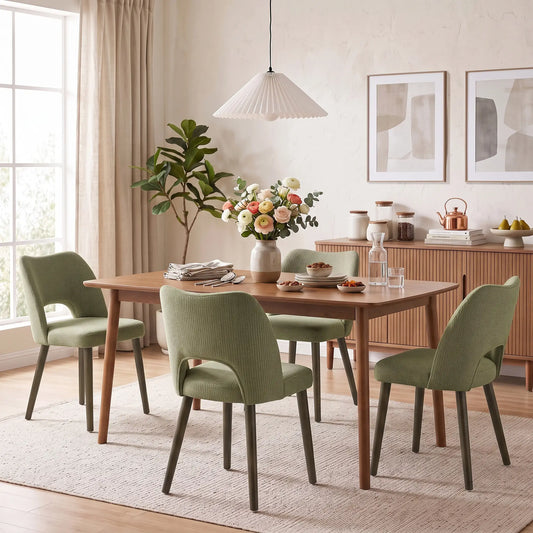 Chenille Upholstered Dining Chairs Set, Green Dining Chairs Multi Colour at Gallery Canada