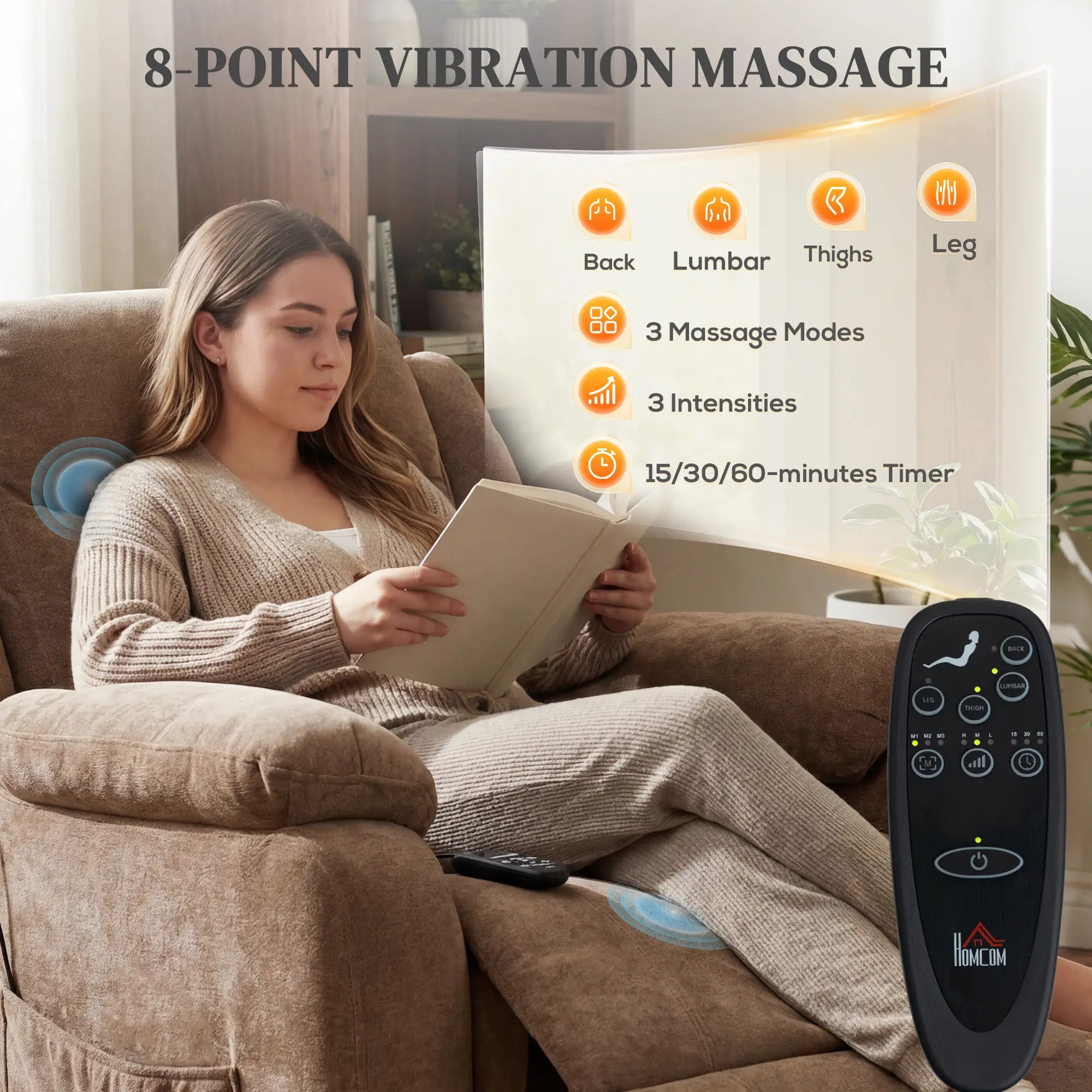 Massage Recliner Chair, Power Recliner, Remote, 2 Memory Positions, Brown Single Sofas at Gallery Canada