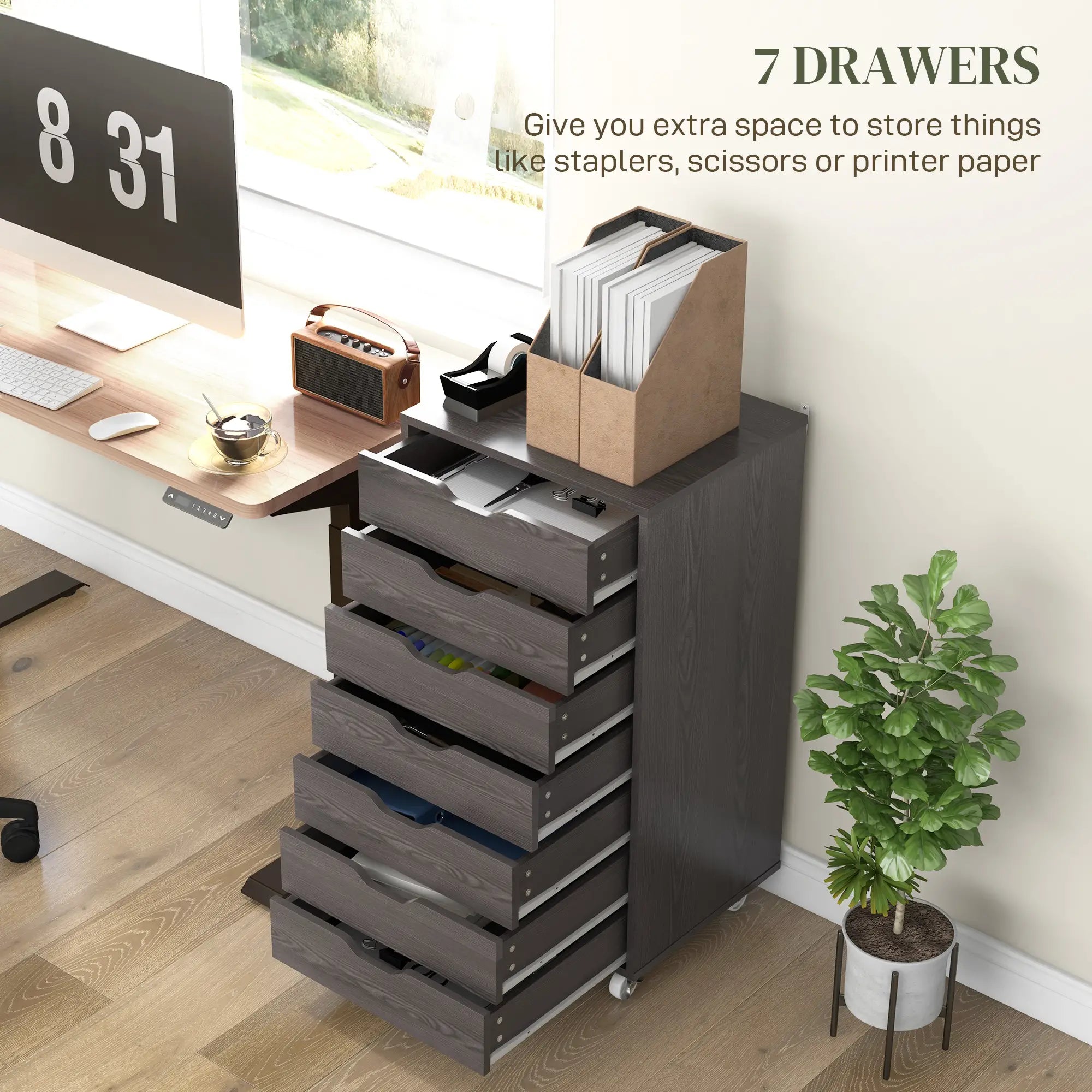 7-Drawer Vertical File Cabinet, 18.7