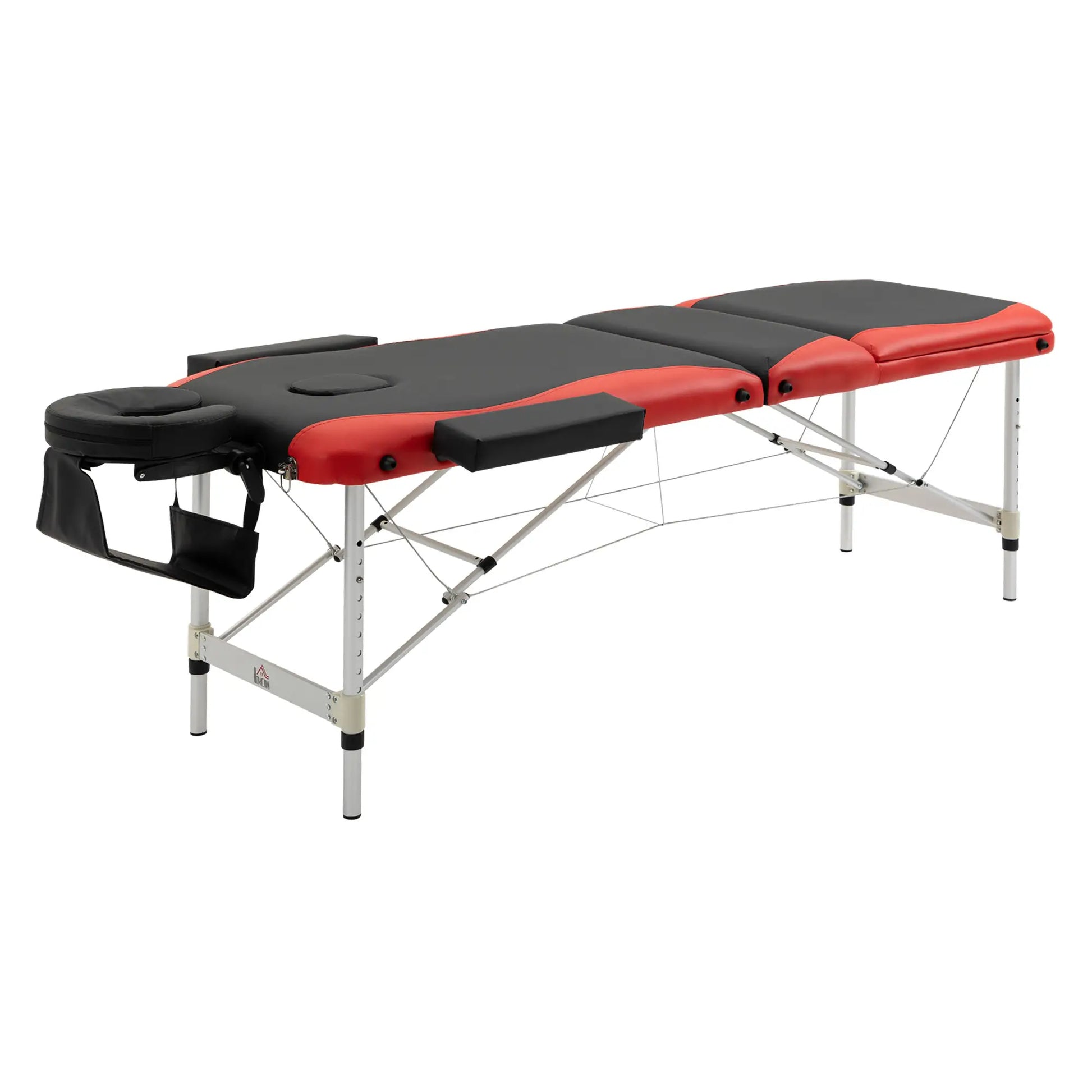 85" Foldable Massage Table, 3 Section, Salon Spa Facial Couch Bed, Black/Red Portable Massage Tables Red and Black at Gallery Canada