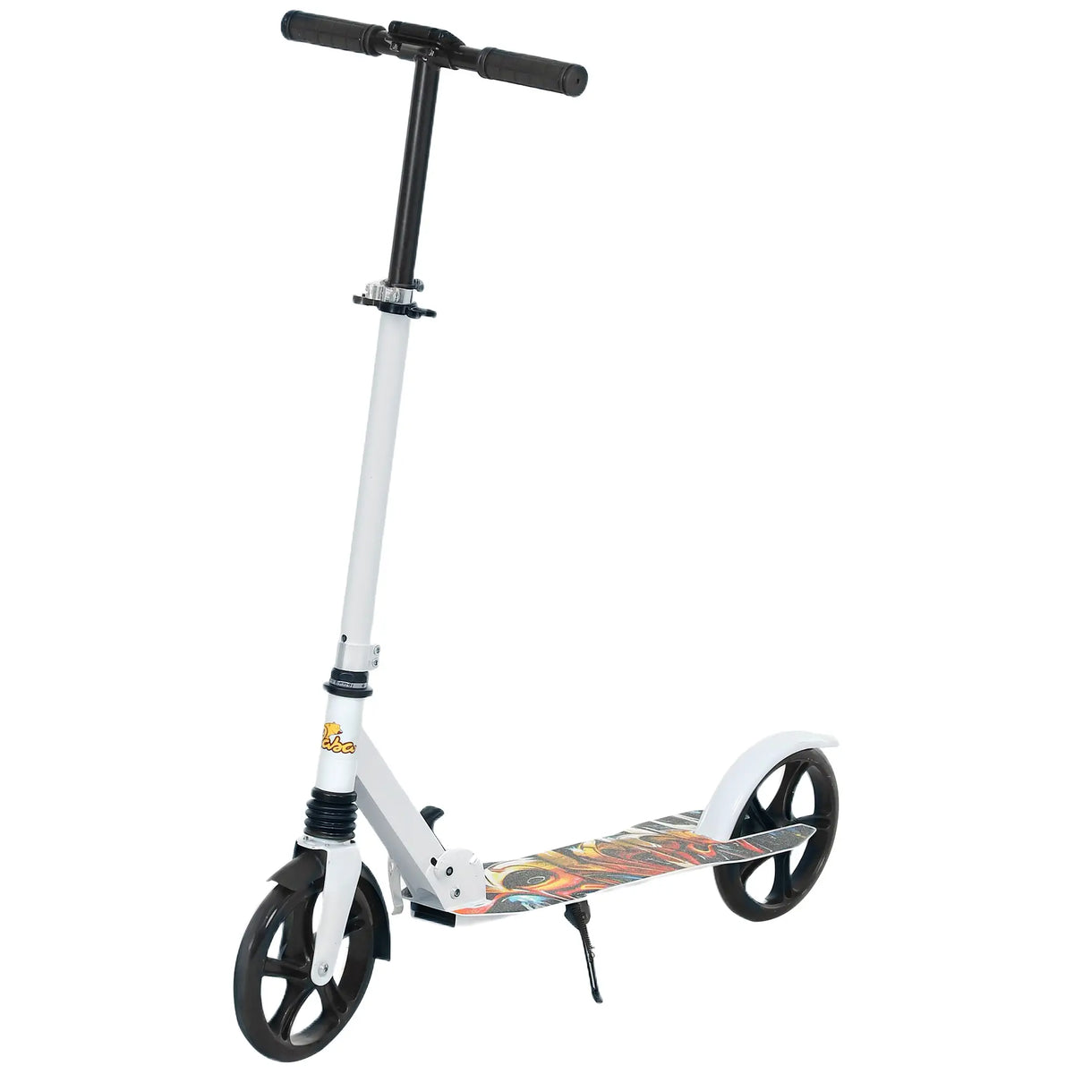 Kids Kick Scooter, Adjustable Height, Rear-Fender Brake, 200mm Wheel, Foldable, White Scooters White at Gallery Canada