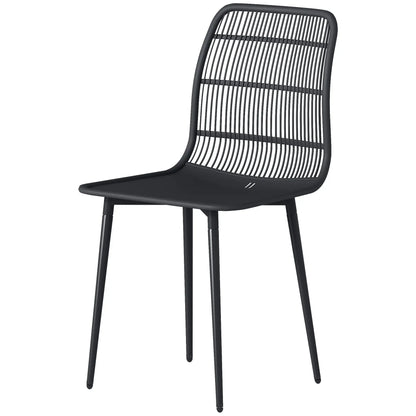 Outdoor Dining Chairs Set of 4, Slotted Backrest, Black Patio Chairs Black at Gallery Canada