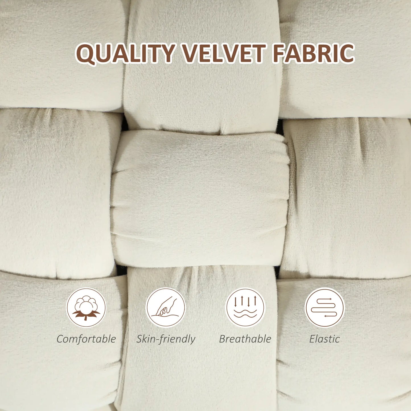 Velvet End of Bed Bench, 39", Gold Metal Legs, Cream White Storage Ottomans & Benches at Gallery Canada