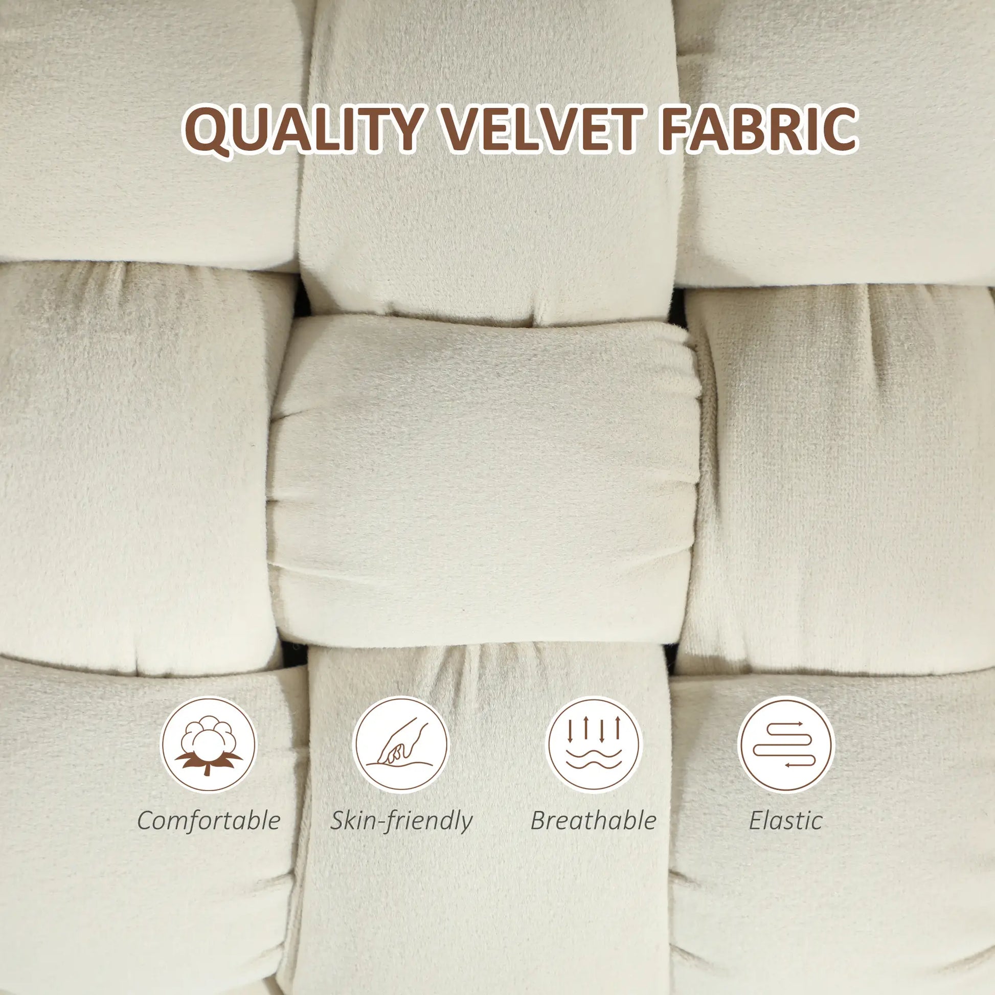 Velvet End of Bed Bench, 39", Gold Metal Legs, Cream White Storage Ottomans & Benches at Gallery Canada