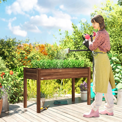 48" x 22" x 30" Jardinière surélevée en bois pour patio, carbonisée