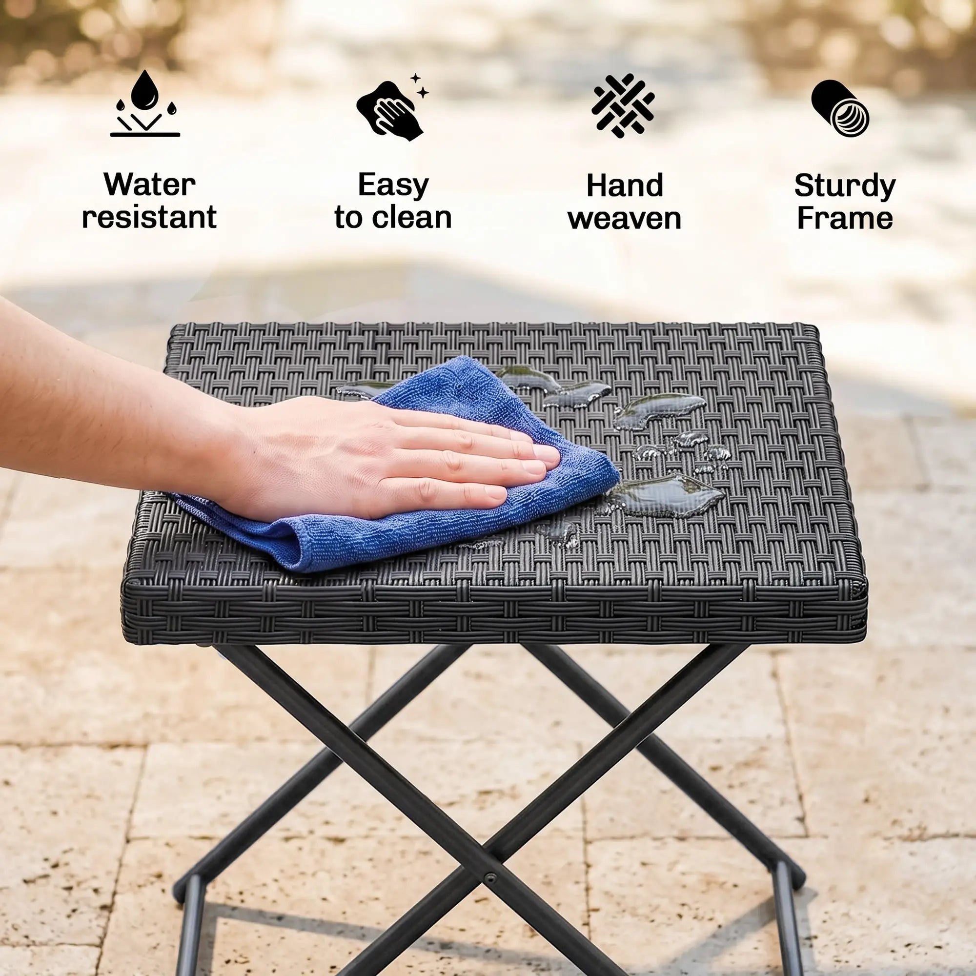 Outdoor PE Rattan Coffee Table, 15.75