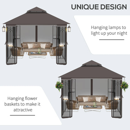 10'x10' Soft-Top Patio Gazebo, Double Tier Roof, Mesh Curtains Gazebos at Gallery Canada