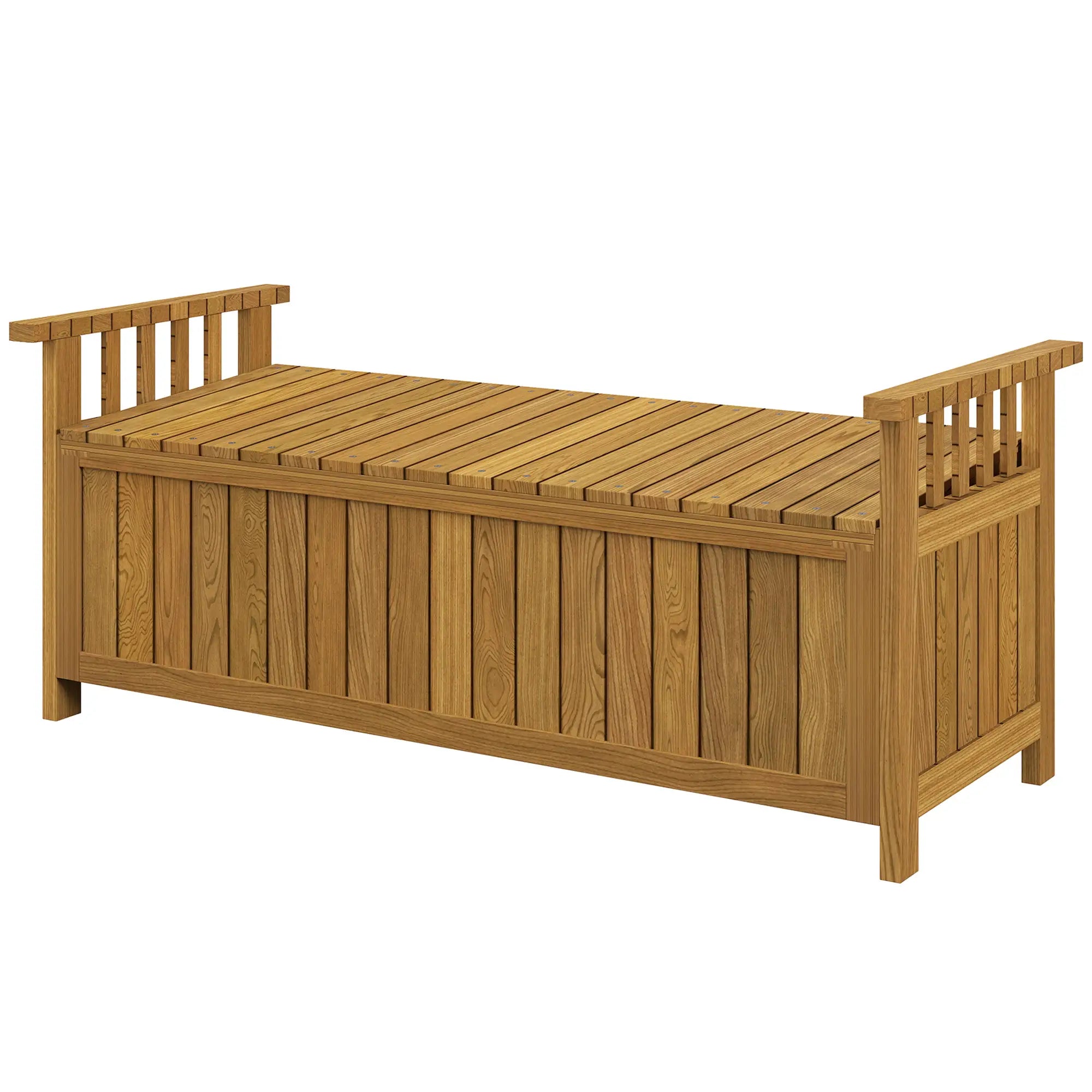 Wooden Storage Bench With Armrests, Outdoor Patio Garden, Brown Patio Chairs at Gallery Canada