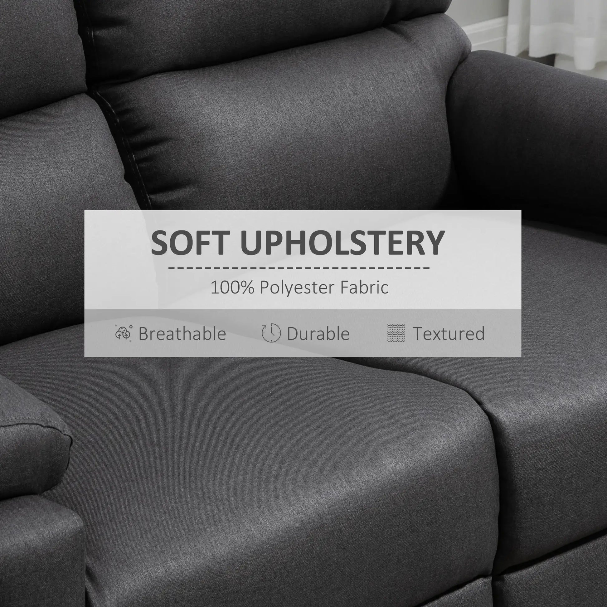 2 Seater Reclining Loveseat, Footrest, Split Backrest, Dark Grey 2-Seater Sofas at Gallery Canada