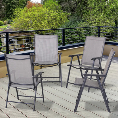 4-Piece Folding Chair Set, Outdoor Furniture with Armrests, Grey Patio Chairs at Gallery Canada