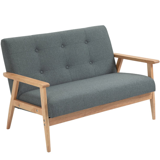 45" 2 Seat Sofa Upholstered Couch, Rubber Wood Legs, Dark Grey 2-Seater Sofas Dark Grey at Gallery Canada