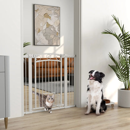 38" Extra Tall Dog Gate With Cat Door, 2 Extension Kits, 30"-41" Width Houses, Kennels & Pens at Gallery Canada