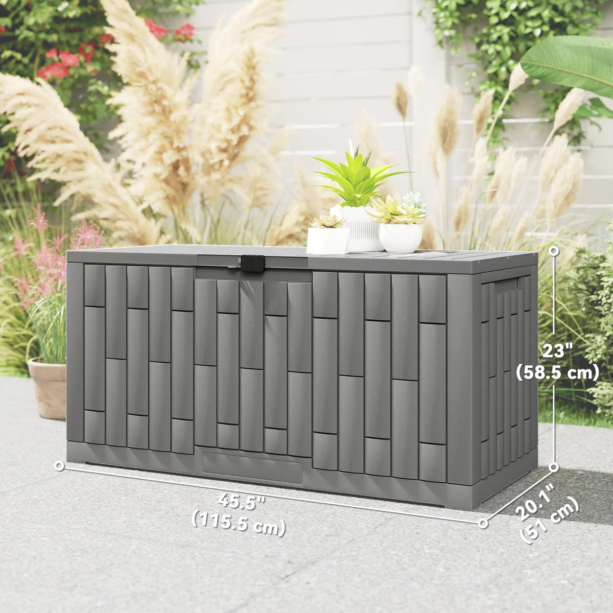 80 Gallon Resin Deck Box, Lockable Outdoor Storage, Splash And UV Resistant Patio Storage Boxes at Gallery Canada