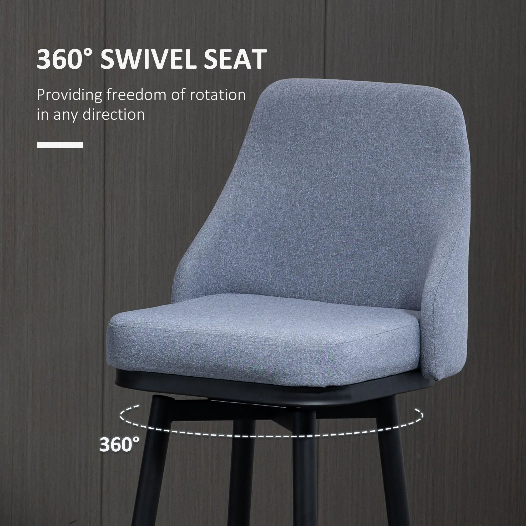 Extra Tall Bar Stools Set of 2, 360° Swivel, Steel Legs Footrest, Light Grey Bar Stools at Gallery Canada