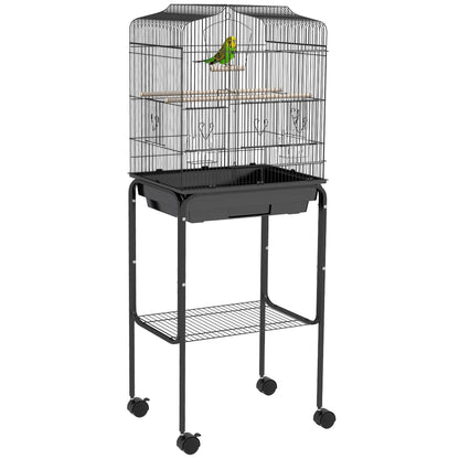 49" Rolling Bird Cage, Cockatoo House, Play Top, Storage Shelf, Wheels, Black Bird Cages at Gallery Canada