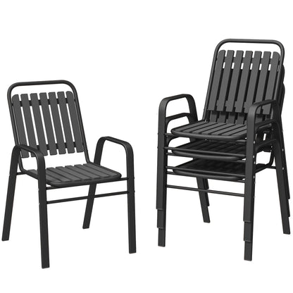 Stackable Outdoor Dining Chairs, Set of 4, Patio, Balcony, Black Patio Chairs Black at Gallery Canada