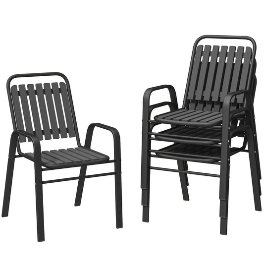 Stackable Outdoor Dining Chairs, Set of 4, Patio, Balcony, Black Patio Chairs Black at Gallery Canada