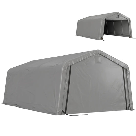 12' x 20' Portable Garage, Heavy Duty Carport Canopy, Light Grey Car Shelters Light Grey at Gallery Canada