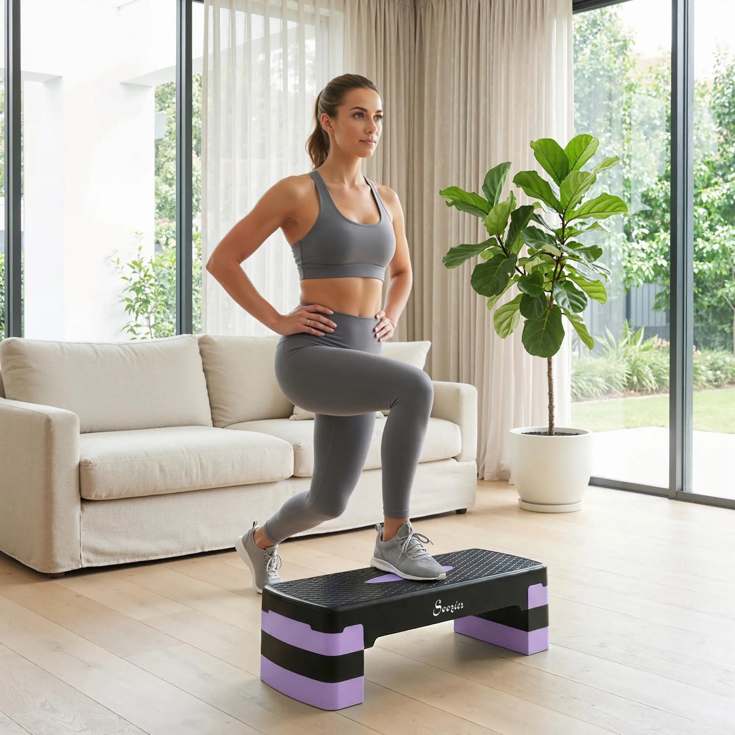 Aerobic Exercise Step Platform, 4"/6"/8" Adjustable Aerobic Stepper with Risers, Workout Stepper for Home Gym, Purple Aerobic Equipment at Gallery Canada