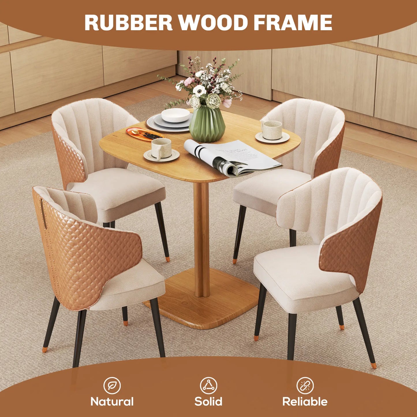 Modern Dining Table For 4, 27.6" x 27.6", Natural Wood Bar Tables at Gallery Canada
