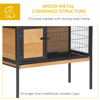 Wooden Rabbit Hutch, Indoor Outdoor Bunny Cage With Tray, Yellow Rabbit Hutch at Gallery Canada