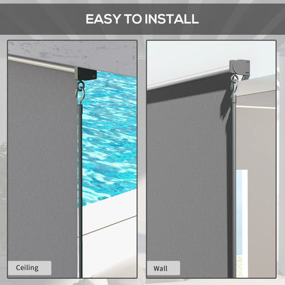 8' x 6' Outdoor Roller Shades, Cordless Patio Door Blinds, Light Grey Side Awnings at Gallery Canada