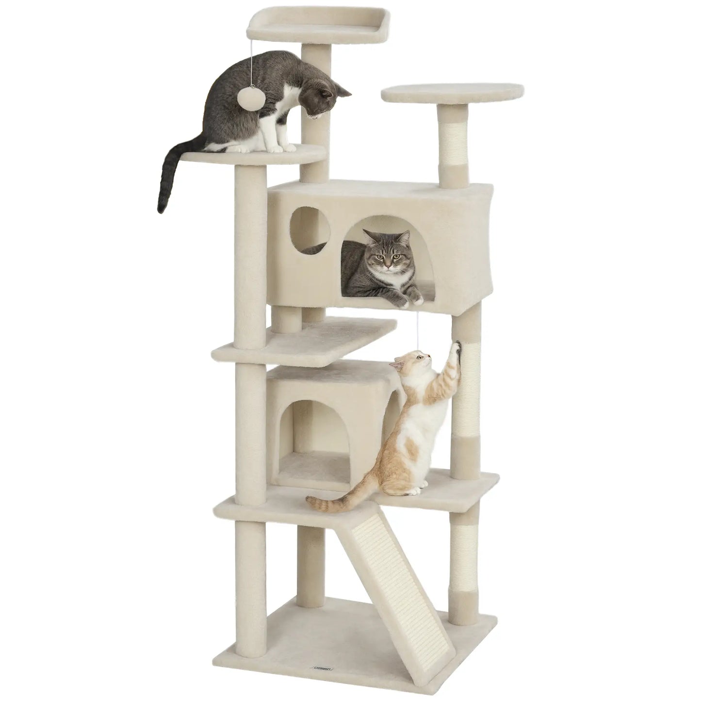 54" Cat Tree, Multi-Level Tower with Scratching Posts, Condos, Beige Cat Towers at Gallery Canada