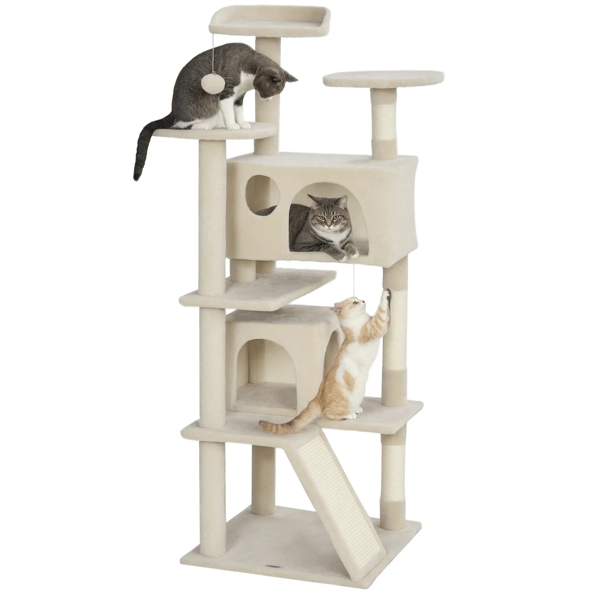 54" Cat Tree, Multi-Level Tower with Scratching Posts, Condos, Beige Cat Towers at Gallery Canada