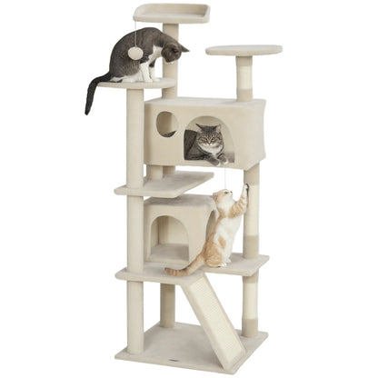 54" Cat Tree, Multi-Level Tower with Scratching Posts, Condos, Beige Cat Towers at Gallery Canada