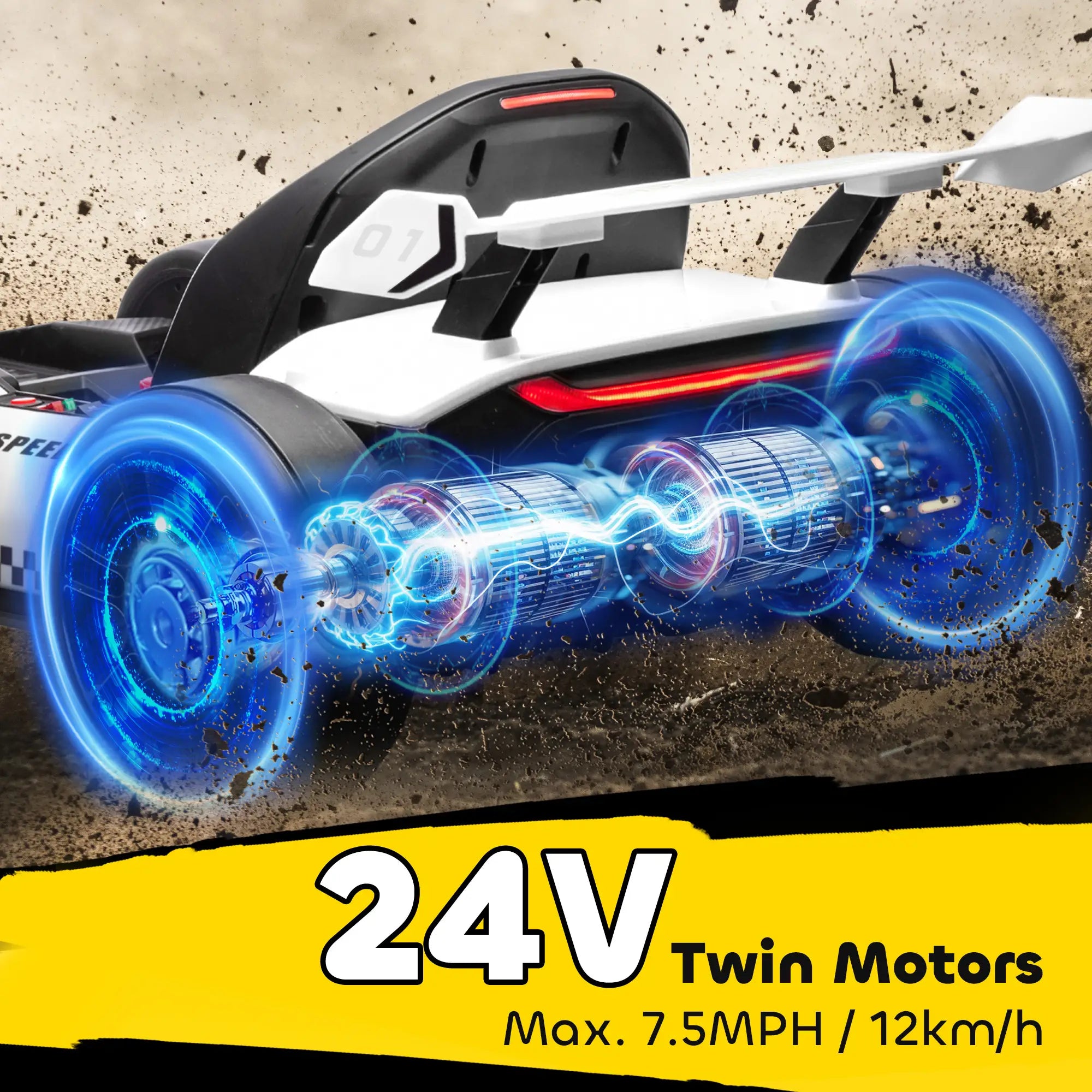 24V Electric Go Kart, Battery Powered Kids Drift Kart, Adjustable Seat, White Electric Ride On Toys at Gallery Canada
