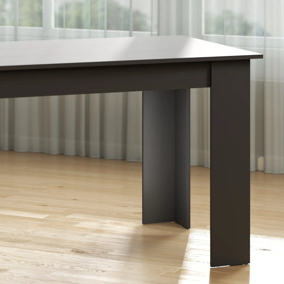 63" Kitchen Table for 4-6 People, Wood Effect, Black Dining Tables at Gallery Canada