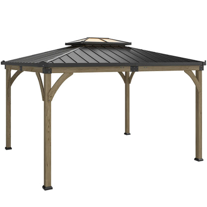 12' x 14' Hardtop Gazebo, Galvanized Steel Roof, Wood Frame, Light Walnut Gazebos at Gallery Canada