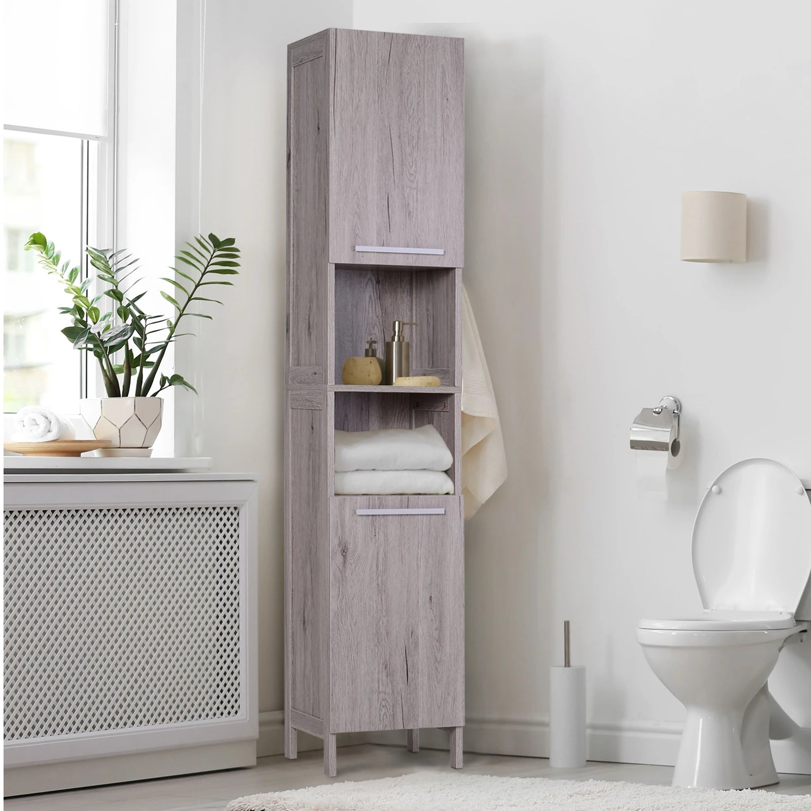Bathroom Storage Cabinet, 68" Tall Organizer, Freestanding, Wood Grain Bathroom Cabinets at Gallery Canada