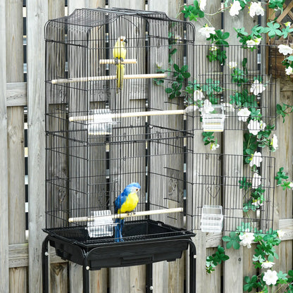62" Rolling Bird Cage, Cockatoo House, Play Top, Storage Shelf, Wheels, Black Bird Cages at Gallery Canada