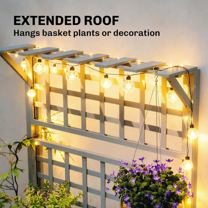 Wooden Raised Garden Bed With Trellis, Roof, 2 Shelves, Grey Wooden Planter Boxes at Gallery Canada