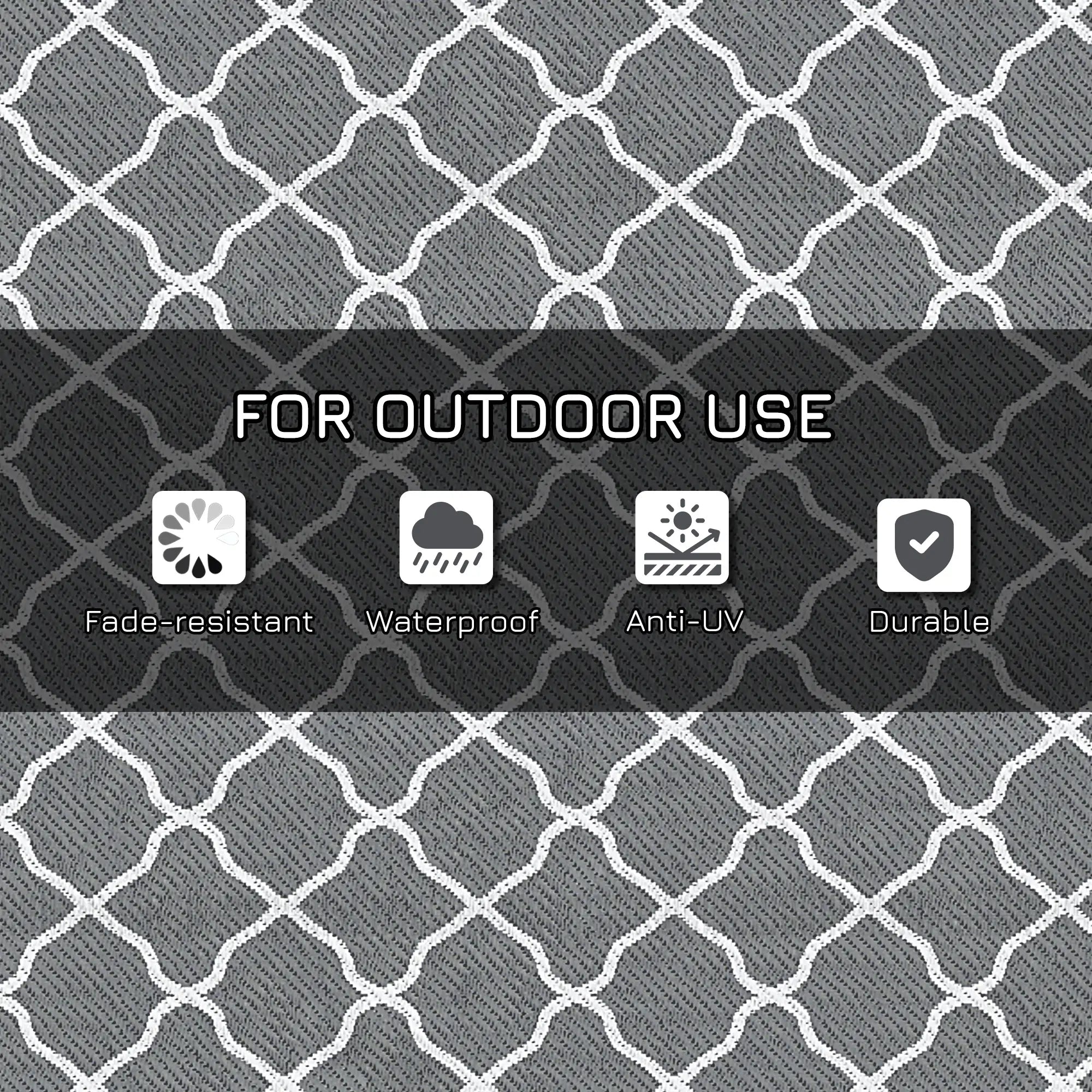Waterproof Outdoor Rug, 6' x 9', Reversible RV Mat, Grey & White Garden Decor at Gallery Canada