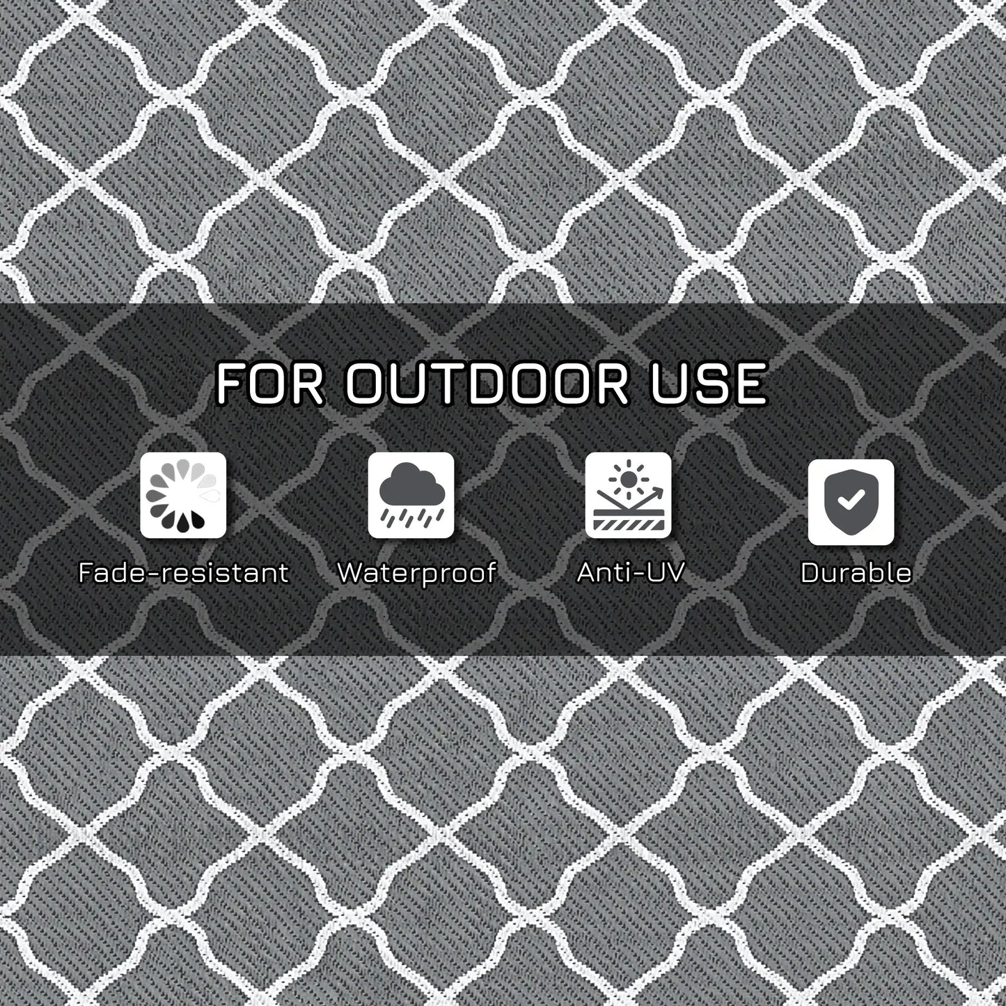 Waterproof Outdoor Rug, 6' x 9', Reversible RV Mat, Grey & White Garden Decor at Gallery Canada