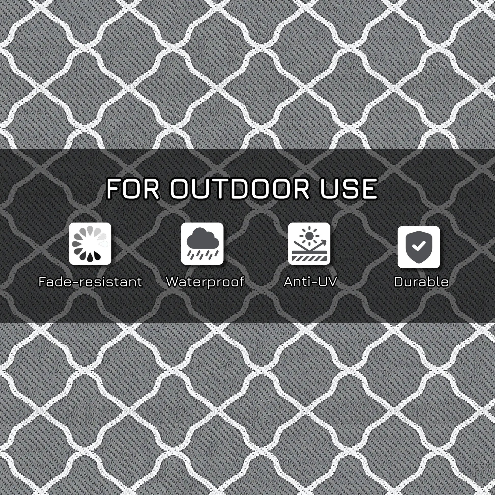 Waterproof Outdoor Rug, 6' x 9', Reversible RV Mat, Grey & White Garden Decor at Gallery Canada