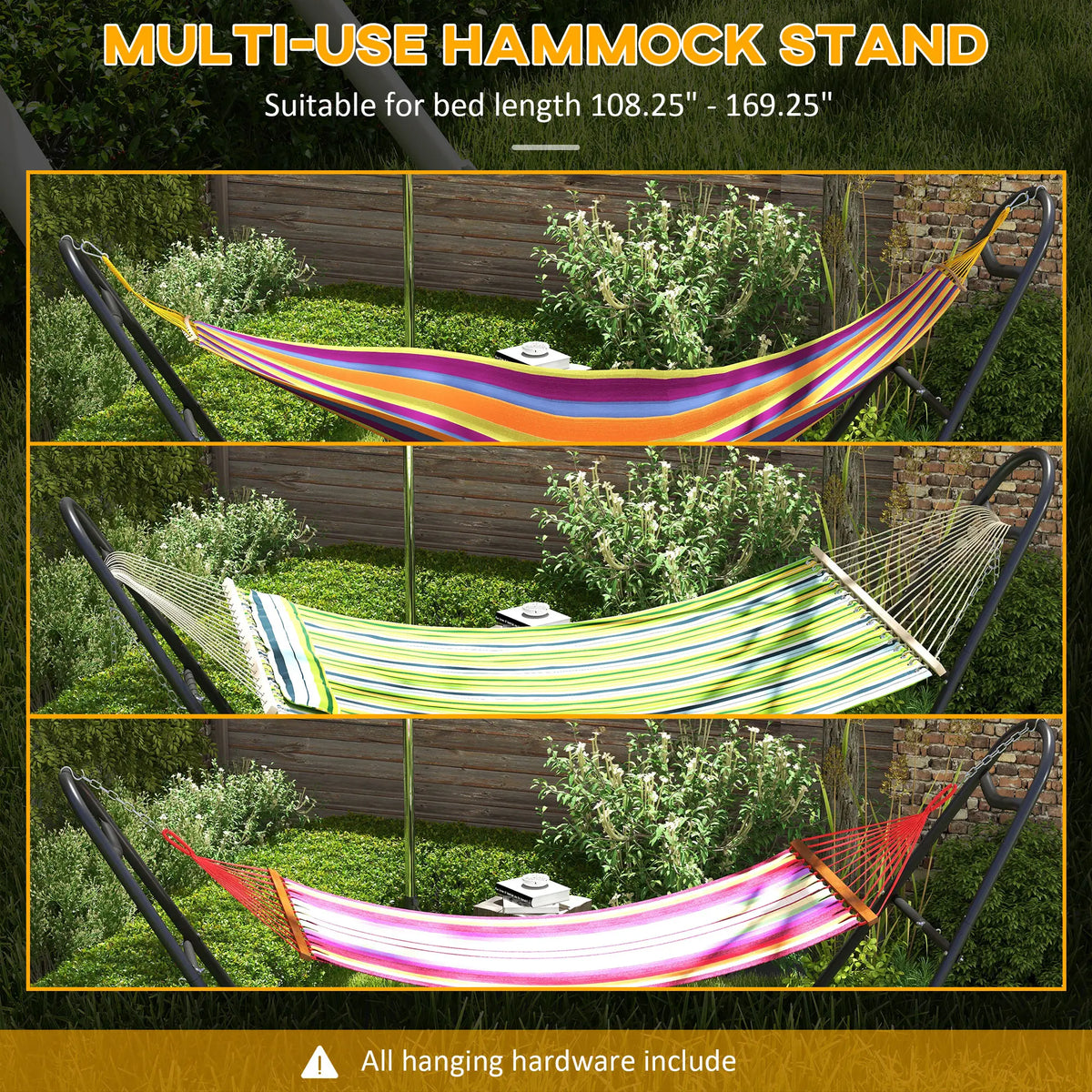 10.3Ft Adjustable Hammock Stand, Fits 9-14Ft, 450Lbs, Black Hammock Stands at Gallery Canada