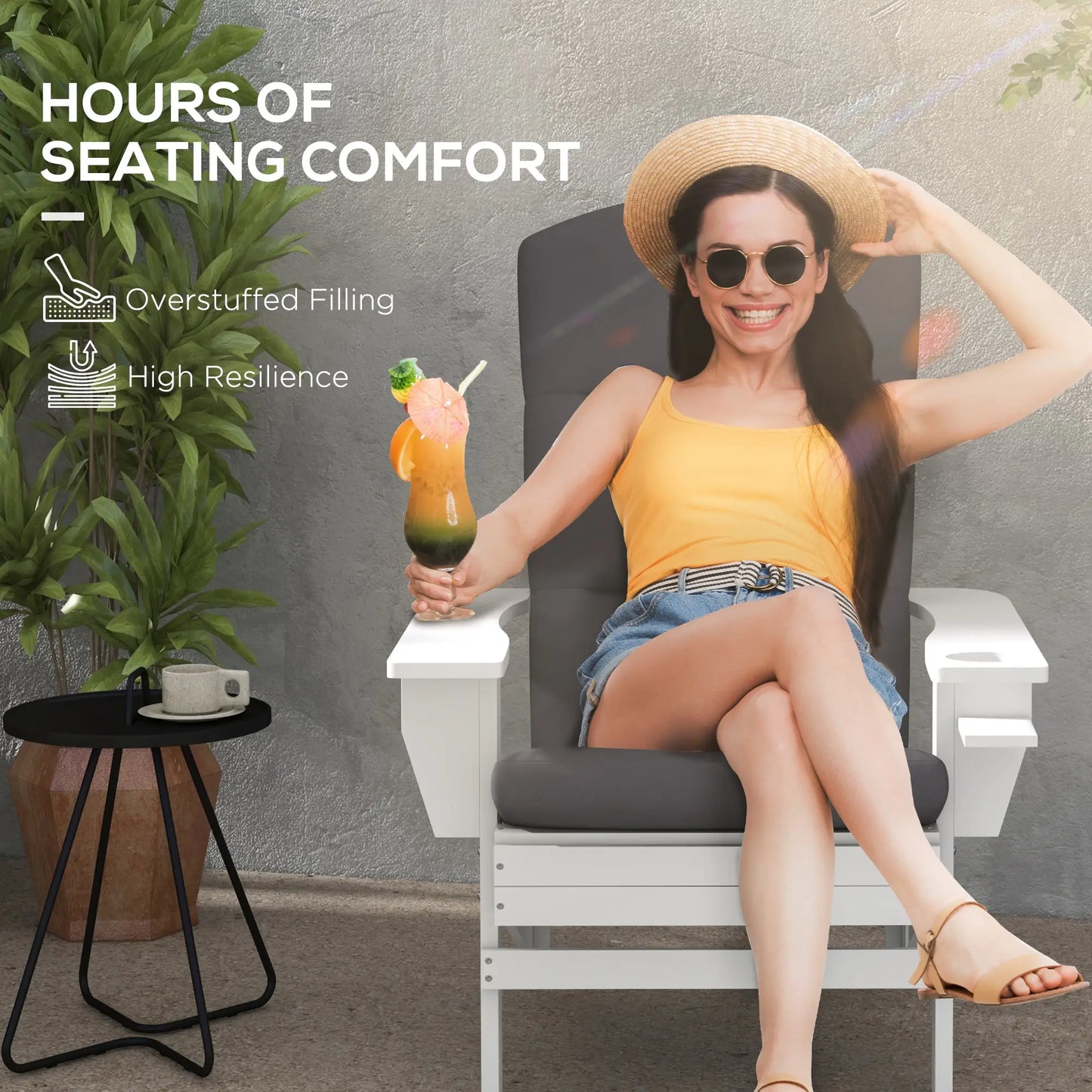 Adirondack Chair Cushion, Replacement with Back and Ties, Grey Patio Chair Cushions at Gallery Canada