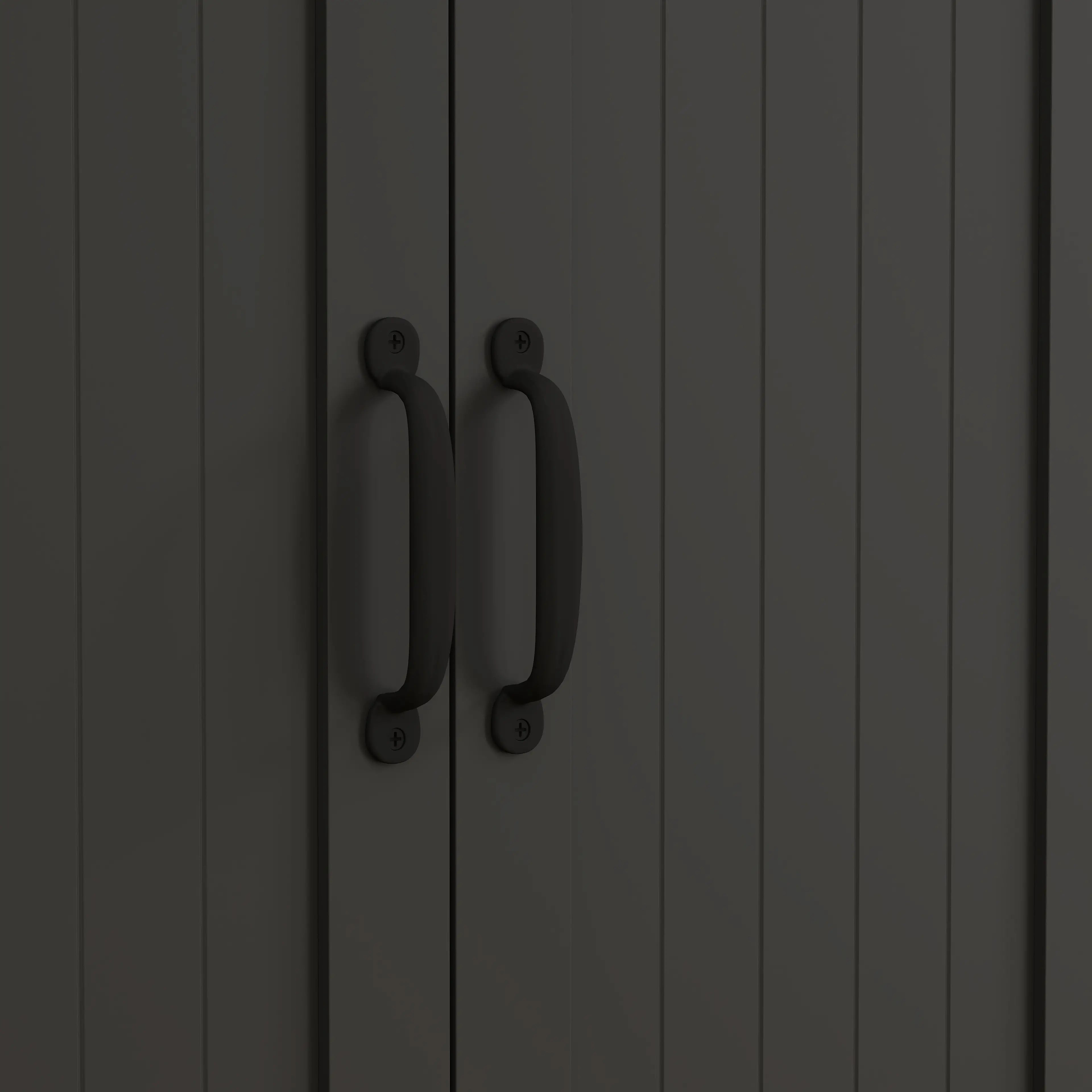 60 Inch 4-Door Storage Cabinet, Adjustable Shelves, Black Kitchen Pantry Cabinets at Gallery Canada
