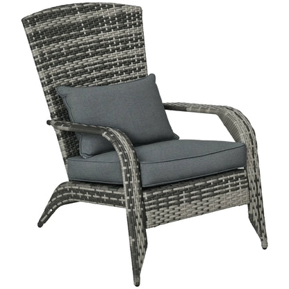 Wicker Adirondack Chair, Outdoor PE Rattan, w/ Cushions, Grey Patio Chairs Grey at Gallery Canada