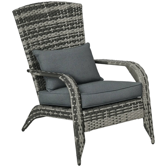 Wicker Adirondack Chair, Outdoor PE Rattan, w/ Cushions, Grey Patio Chairs Grey at Gallery Canada