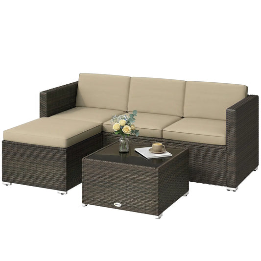 3-Piece Patio Furniture Set, Outdoor PE Rattan Sofa, Khaki Patio Furniture Sets Brown, Khaki at Gallery Canada