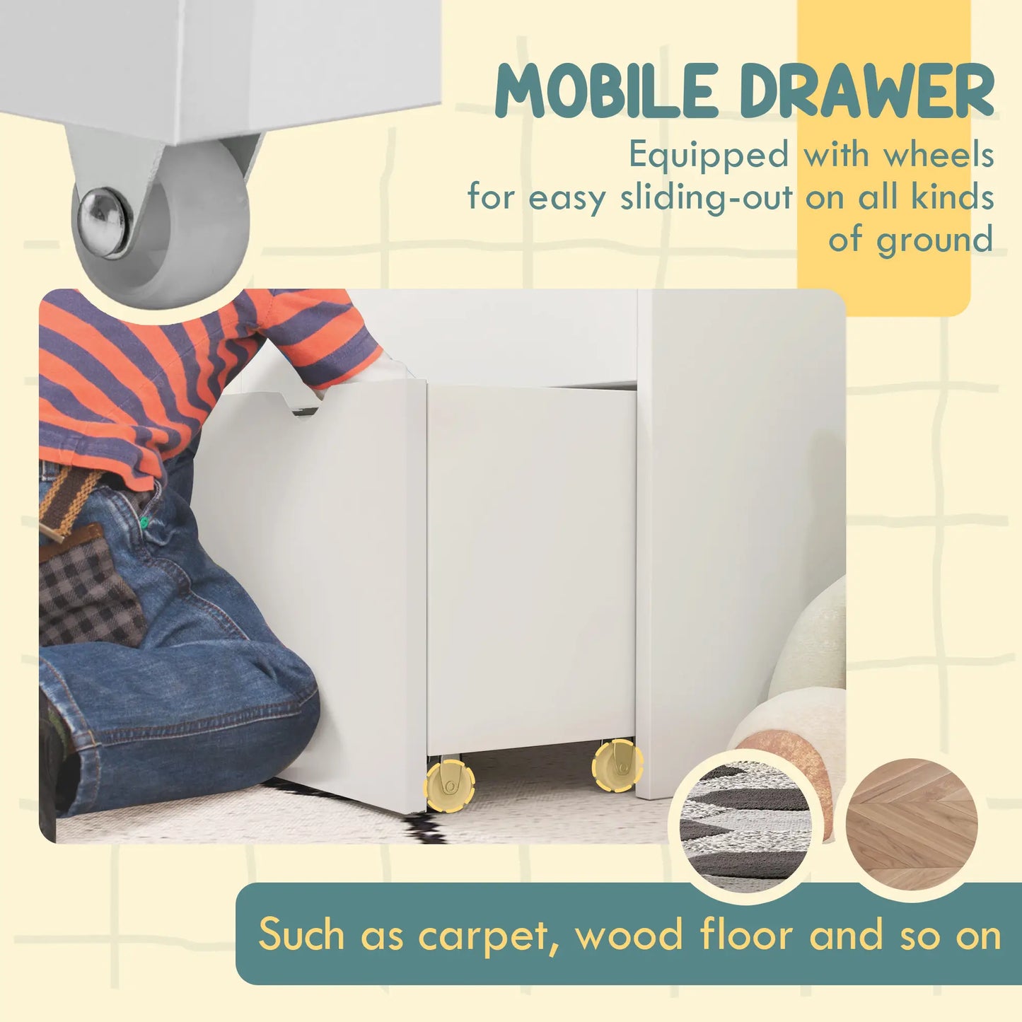 Kids Bookshelf, 3 Tier Display Shelves, Drawer, White Baby & Kids Storage at Gallery Canada