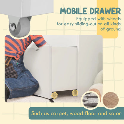 Kids Bookshelf, 3 Tier Display Shelves, Drawer, White Baby & Kids Storage at Gallery Canada